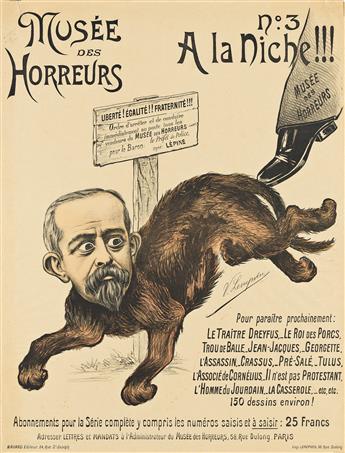 V. LENEPVEU (DATES UNKNOWN).  MUSÉE DES HORREURS. Group of 15 posters. Circa 1900. Each approximately 25½x19½ inches, 63½x49½ cm. Lenep